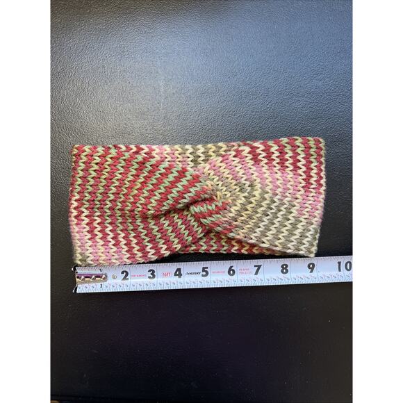 Headband Ear Warmer Womens Colorful Christmas Stripe Acrylic Knit Front Twist - Picture 1 of 4